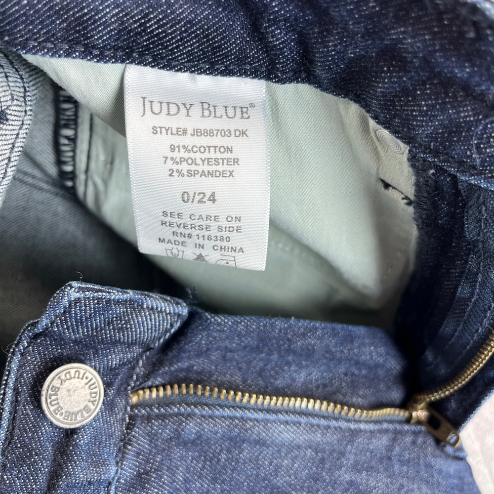 New Judy Blue Skinny Fit Jeans Women 0/24(23X28 1/2) high rise Dark Wash Raw Hem - Picture 3 of 12